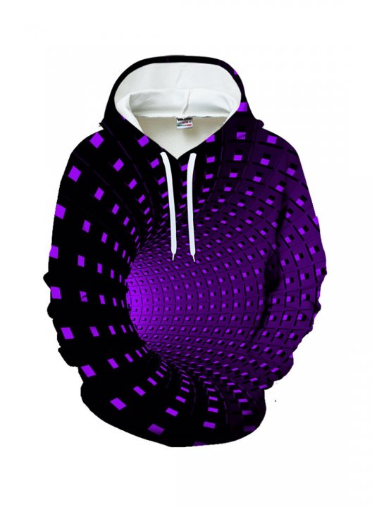 Men's 3D Graphic Hoodies Casual Geometric Drawstring Long Sleeve Pocket Daily Hoodies