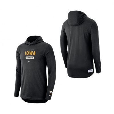 Iowa Hawkeyes Nike Team Stack Tri-Blend Performance Long Sleeve Hoodie T-Shirt Black
