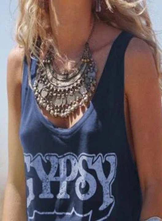 Women's Tank Tops Letter Rock Sleeveless U Neck Daily Stylish Tank Top