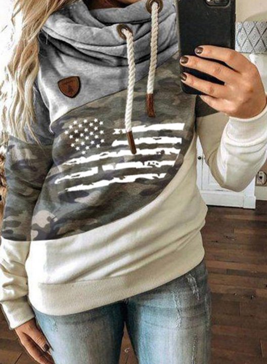 Women's Hoodies Flag Hooded Pocket Hoodie