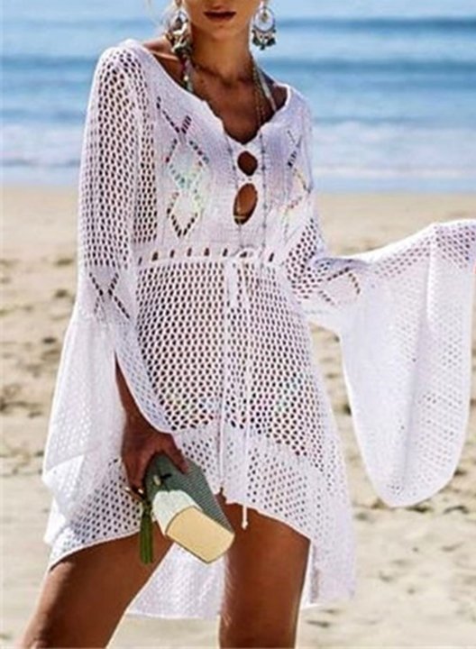 Women's Sweatshirts Long Sleeve V Neck Cut-out Summer Beach Casual Sweatshirt