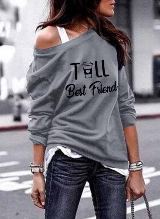 Rainbow Slogan Casual Off Shoulder Sweatshirt