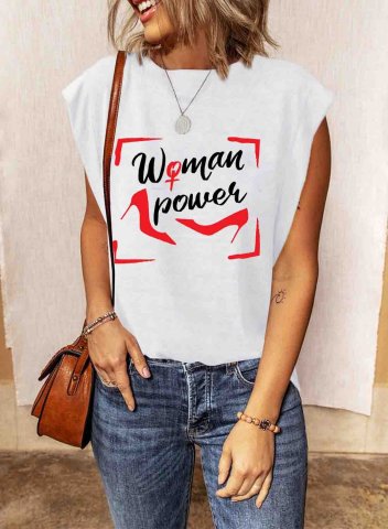 Women's T-shirts Letter Print Short Sleeve Round Neck Daily T-shirt