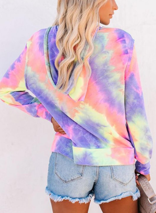 Women Tie-dye Hoodie zip up Sweatshirt Jacket