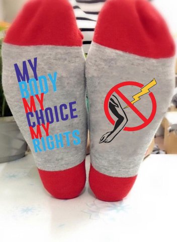 Women's Choice Slogan Socks Colorblock Letter Basic Socks