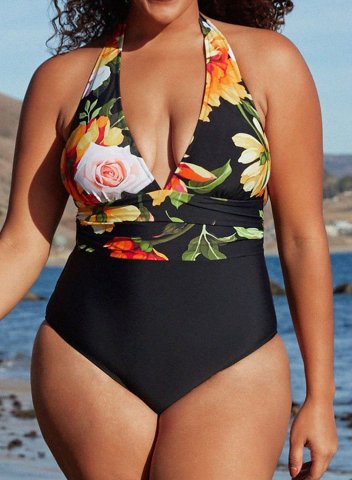 Women's One Piece Swimwear Floral Plus Size One-Piece Swimsuits One-Piece Bathing Suits