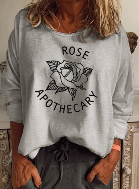Women's Rose Apothecary Sweatshirts Solid Long Sleeve Round Neck Sweatshirt