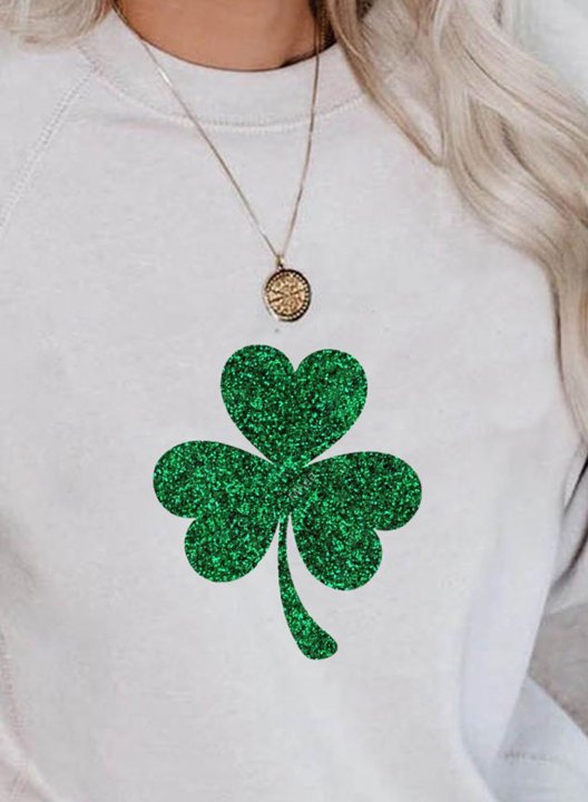 Women's St Patrick's Day Shamrock Sweatshirt Casual Shamrock Color Block Round Neck Long Sleeve Daily Pullovers