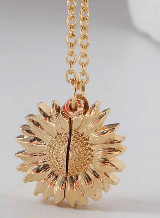 Keep Fucking Going Sunflower Locket Pendant Necklace