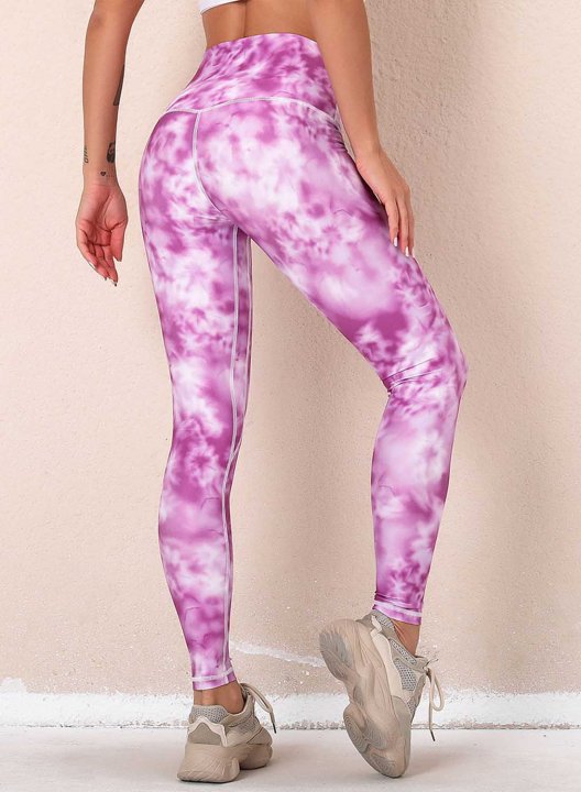 Women's Leggings Slim Color Block Tiedye Mid Waist Casual Full Length Track Pants