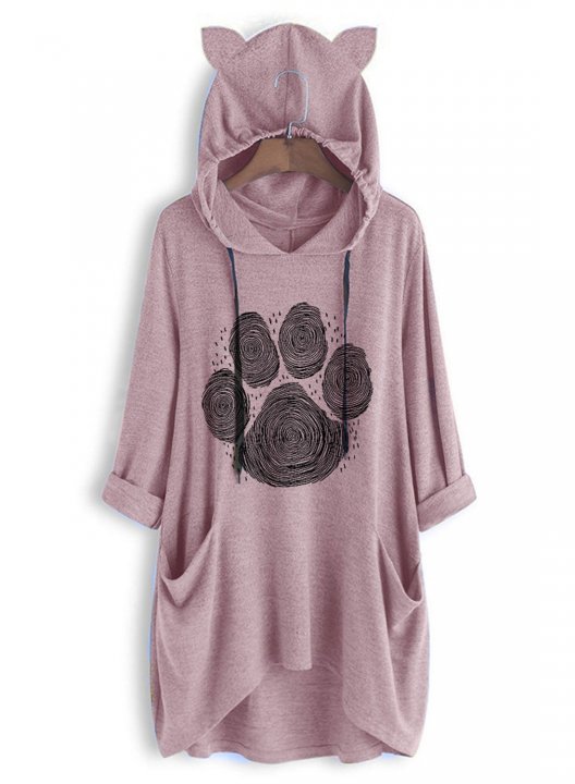 Dog Footprint Print Knit Hoodie Home Wear