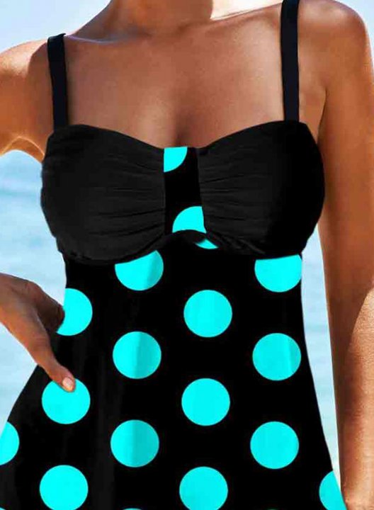 Women's Tankinis Mid Waist Polka Dot Casual Tankini Set