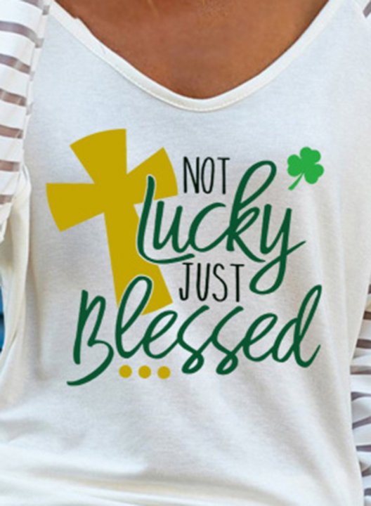 Women's Sweatshirt Not Lucky Just Belssed Letter St Patrick's Day Lucky Shamrock Long Sleeve V Neck Daily Pullover