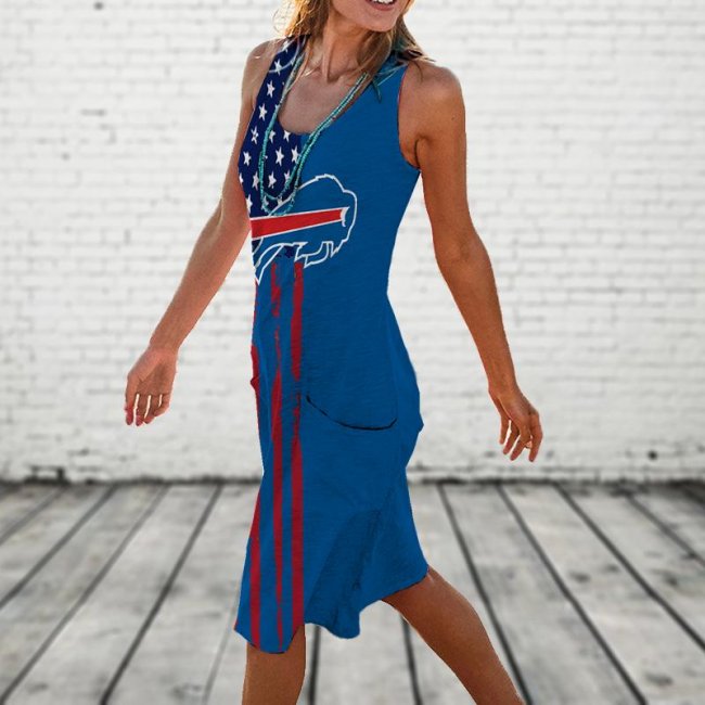 BUFFALO BILLS Round Neck Sleeveless Knit Dress Vest