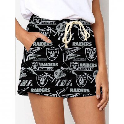 Las Vegas Raiders Printed Drawstring Elastic Waist Casual Shorts