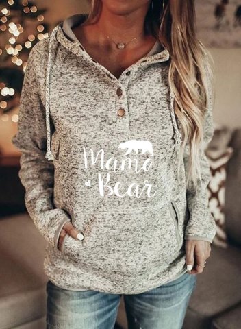 Mama Bear Solid Long Sleeve Hoodie