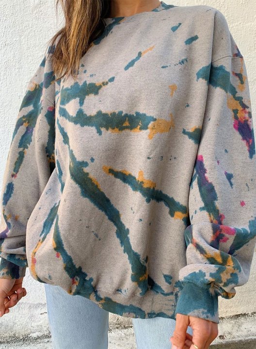 Casual Loose Fit Tie-dye Sweatshirt