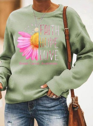 Women's Sweatshirts Flower & Faith Hope Love Print Long Sleeve Round Neck Casual Sweatshirt