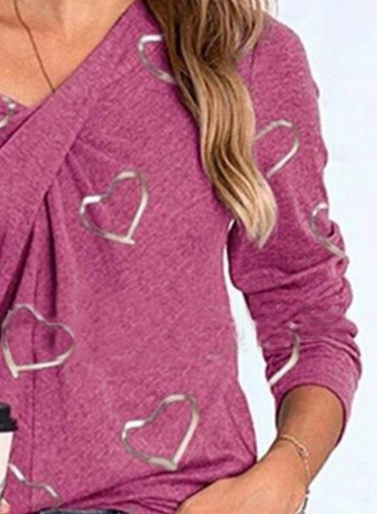 Women's Tunic Tops Heart-shaped Solid V Neck Long Sleeve Criss Cross Casual Daily Tunics