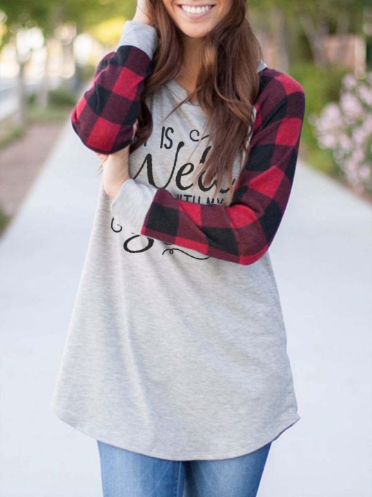 Women's It Is Well With My Soul Plaid Sleeve Shirt