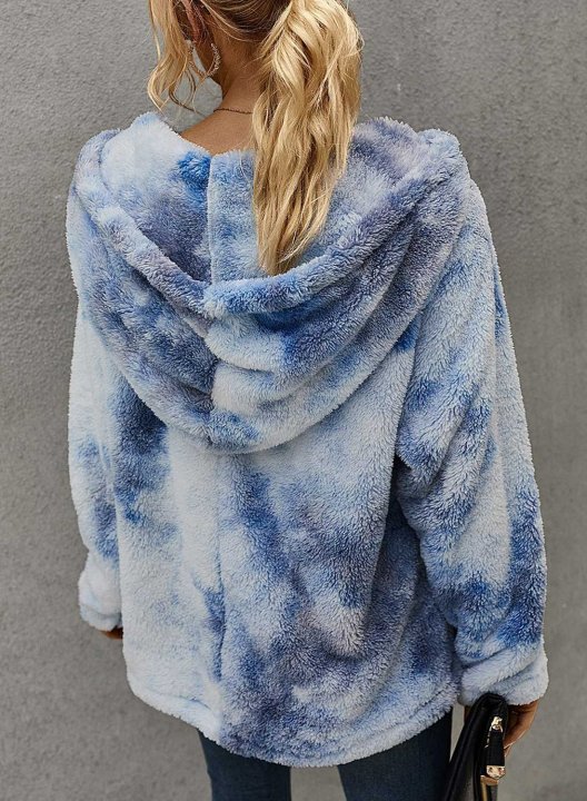 Winter Fashion Tie-Dye Hooded Women's Thick Sweatshirt