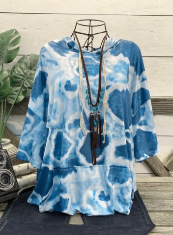 Women's Hoodies Tiedye Half Sleeve Daily Pocket Hoodie