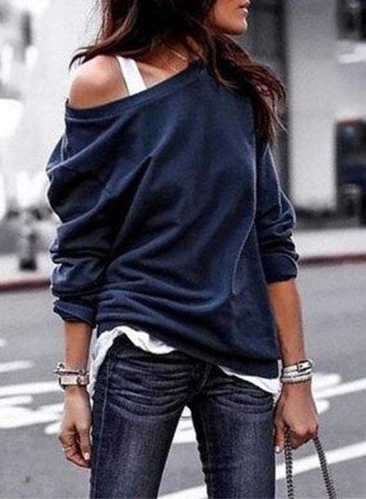 Off Shoulder Casual Sweatershirt