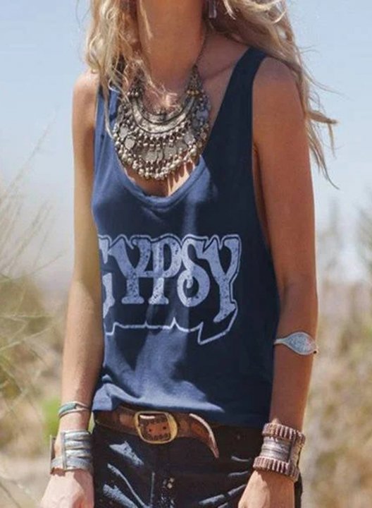 Women's Tank Tops Letter Rock Sleeveless U Neck Daily Stylish Tank Top