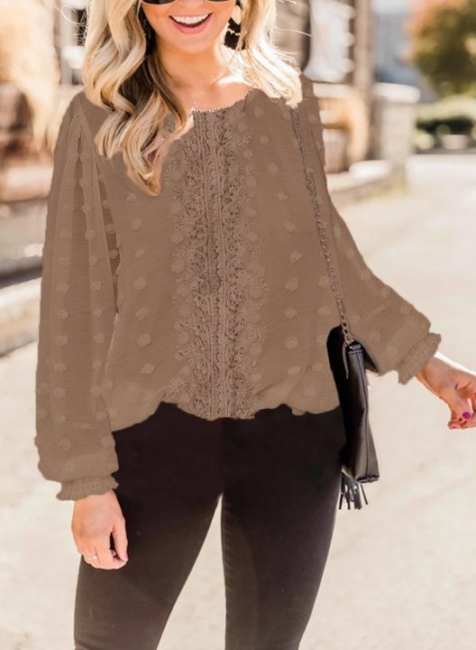 Tulle Lantern Sleeve Casual Blouse