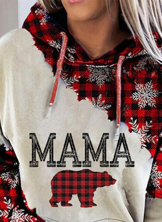 Women's Mama Bear Snowflake Christmas Hoodie with Pockets