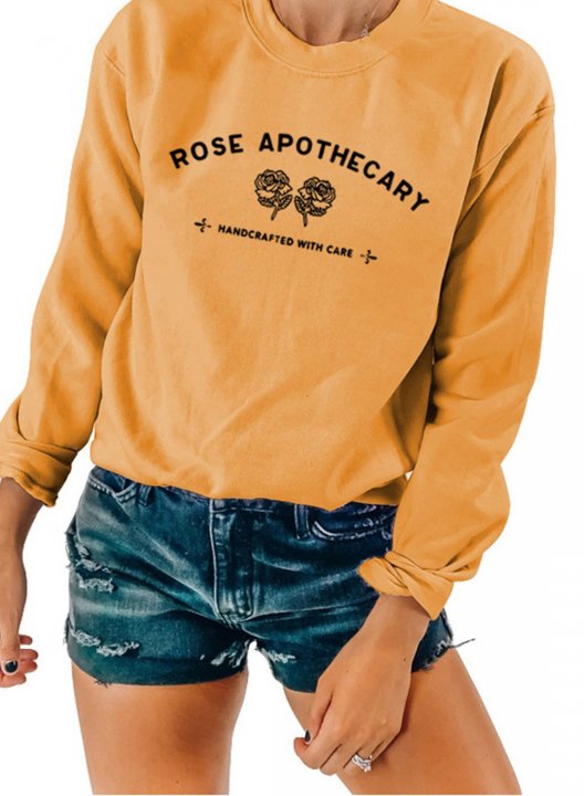 Women's Rose Apothecary Sweatshirts Round Neck Long Sleeve Plants Sweatshirts