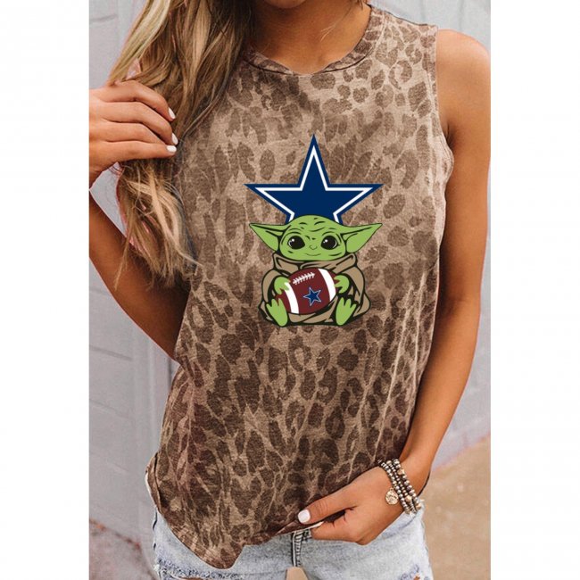 Match Responded Round Neck sleeveless Leopard Print T-Shirt