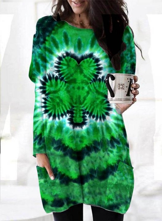 Women's St Patrick's Day Shamrock Tunic Tops Casual Floral Solid Round Neck Short Sleeve Daily Tunics