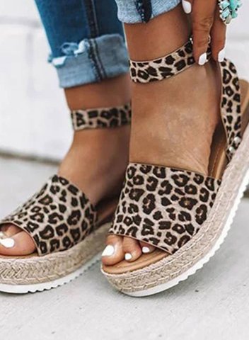 Women's Sandals Buckle Leopard Rubber Casual Daily Sandals
