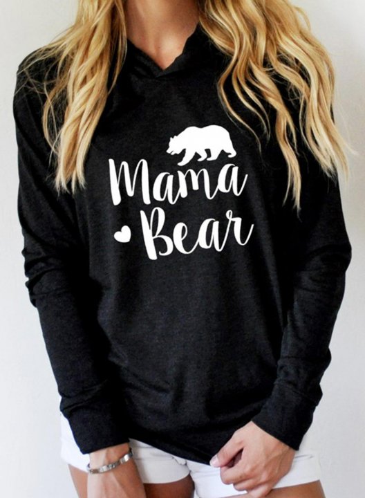 Mama Bear Solid Letter Print Sweatshirt