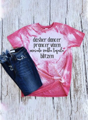 Women's Dasher Dancer Prancer Vixen Moscato Vodka Tequila Blitzen T-shirts Tie dye Short Sleeve T-shirt