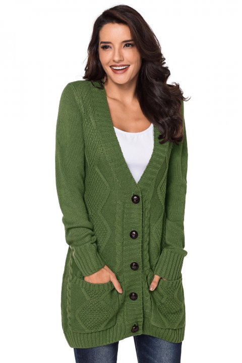 Women's Cardigans Front Pocket and Buttons Closure Cardigan