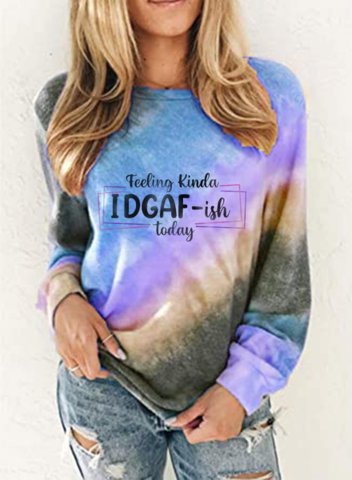 Women's Feeling Kinda IDGAF-ish today Sweatshirt Casual Letter Color Block Long Sleeve Round Neck Pullovers