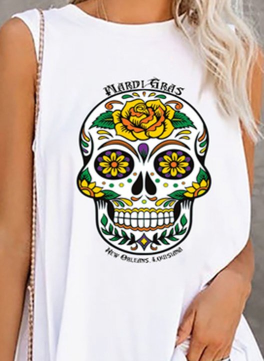 Women's Tank Tops Letter Skull Sleeveless Round Neck Daily Tank Top