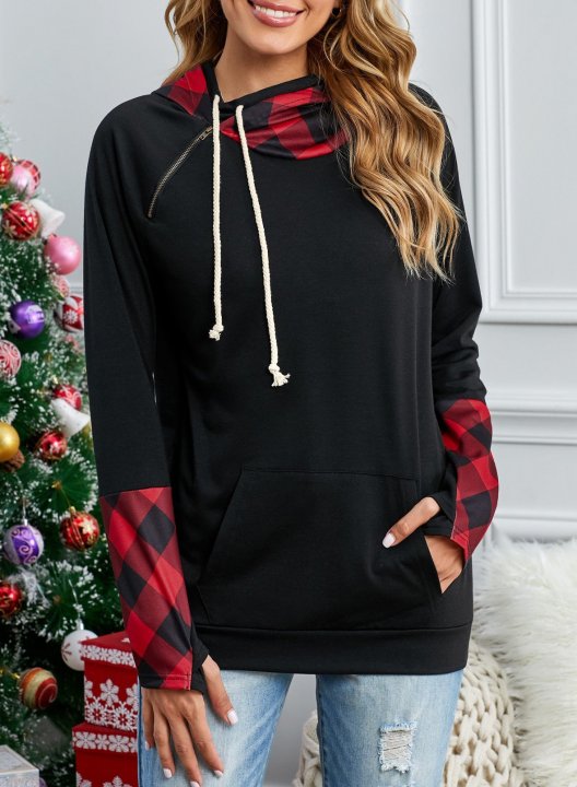 Long Sleeve Color Block Casual Hoodie