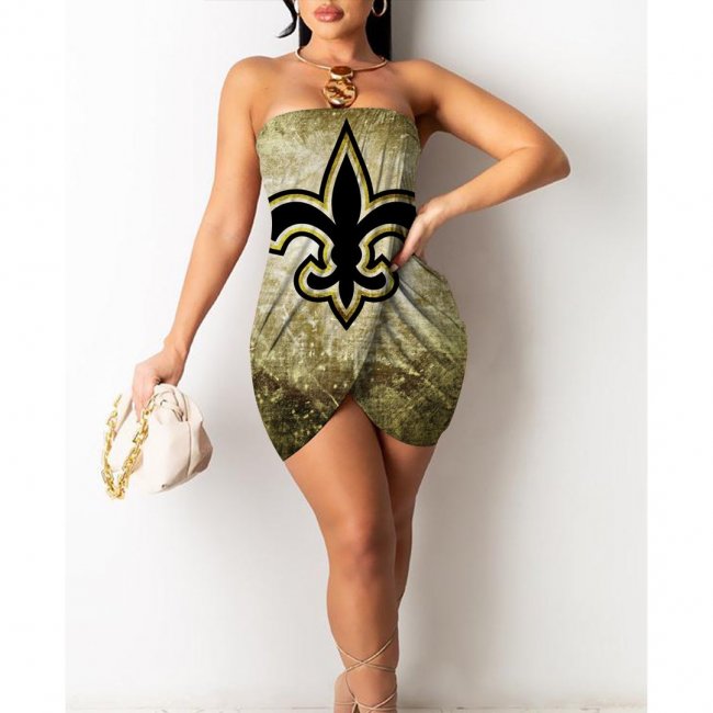 New Orleans Saints Printed Irregular Bandeau Midi Dress