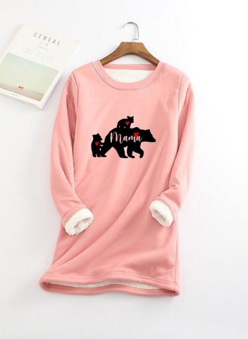 Women's Sweatshirts Round Neck Long Sleeve Solid Animal Print Daily Sweatshirts