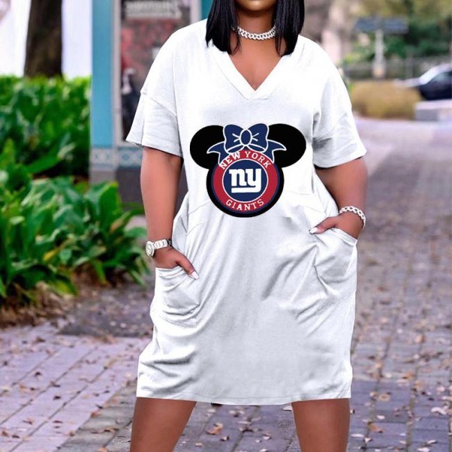 New York Giants V-Neck Jacket Short-Sleeved Bat-Sleeved Dress