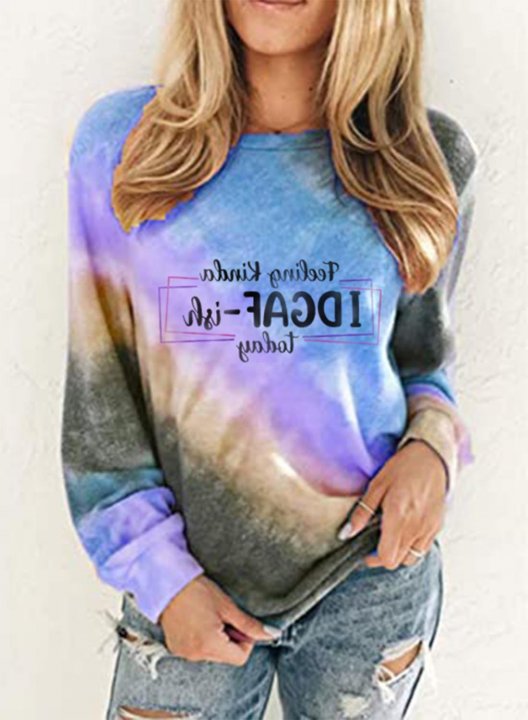 Women's Feeling Kinda IDGAF-ish today Sweatshirt Casual Letter Color Block Long Sleeve Round Neck Pullovers