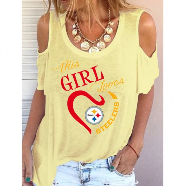 Women's Pittsburgh Steelers Printed Short Sleeve Tops