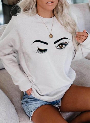 Women's Pullovers Abstract Portrait Solid Round Neck Long Sleeve Casual Pullovers