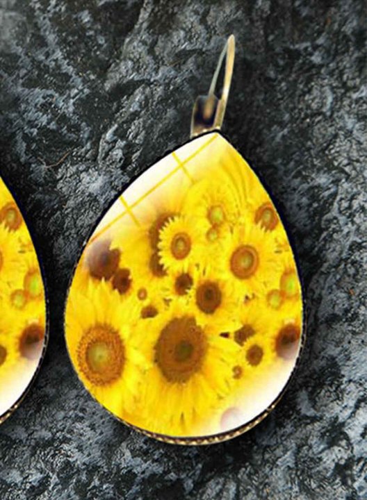 Women's Earrings Sun Flower Color Block Gem Drop Earrings