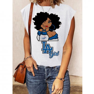 Women's Los Angeles Dodgers Printed Short Sleeve Casual T-shirt