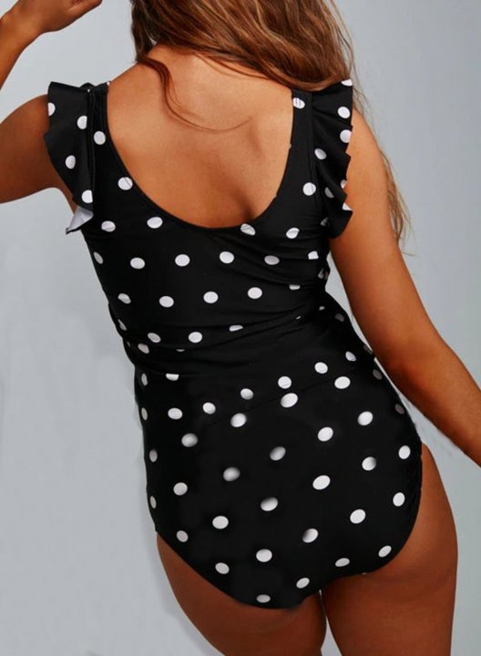 Women's Tankinis Polka Dot Ruffle Padded Round Neck Vacation Tankini