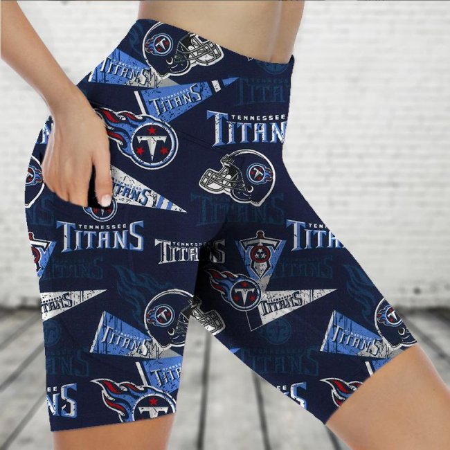 TENNESSEE TITANS Fitness Running Side Pocket Shorts Tight-Fitting High-Waist Yoga Pants